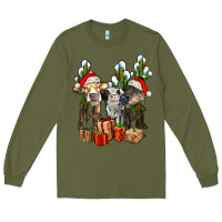 Army Green western christmas cows and cactuses Long Sleeve Tee - AdoDesignShop