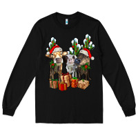 Black western christmas cows and cactuses Long Sleeve Tee - AdoDesignShop