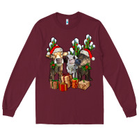 Burgundy western christmas cows and cactuses Long Sleeve Tee - AdoDesignShop