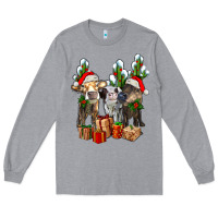 Heather Grey western christmas cows and cactuses Long Sleeve Tee - AdoDesignShop