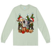 Matcha western christmas cows and cactuses Long Sleeve Tee - AdoDesignShop
