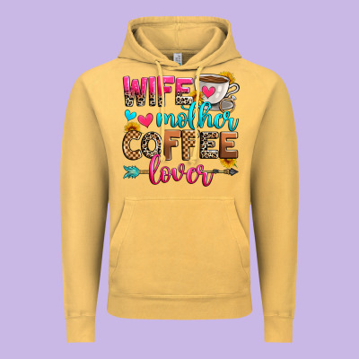 Wife Mother Coffee Lover Vintage Hoodie Designed By Zillion Design Studio