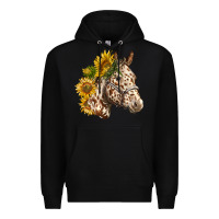 Black appaloosa horse with sunflowers Premium Hoodie - LillyAllenDesigns