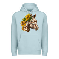 Blue Mist appaloosa horse with sunflowers Premium Hoodie - LillyAllenDesigns