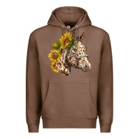 Chestnut appaloosa horse with sunflowers Premium Hoodie - LillyAllenDesigns