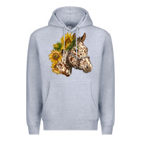Heather Grey appaloosa horse with sunflowers Premium Hoodie - LillyAllenDesigns