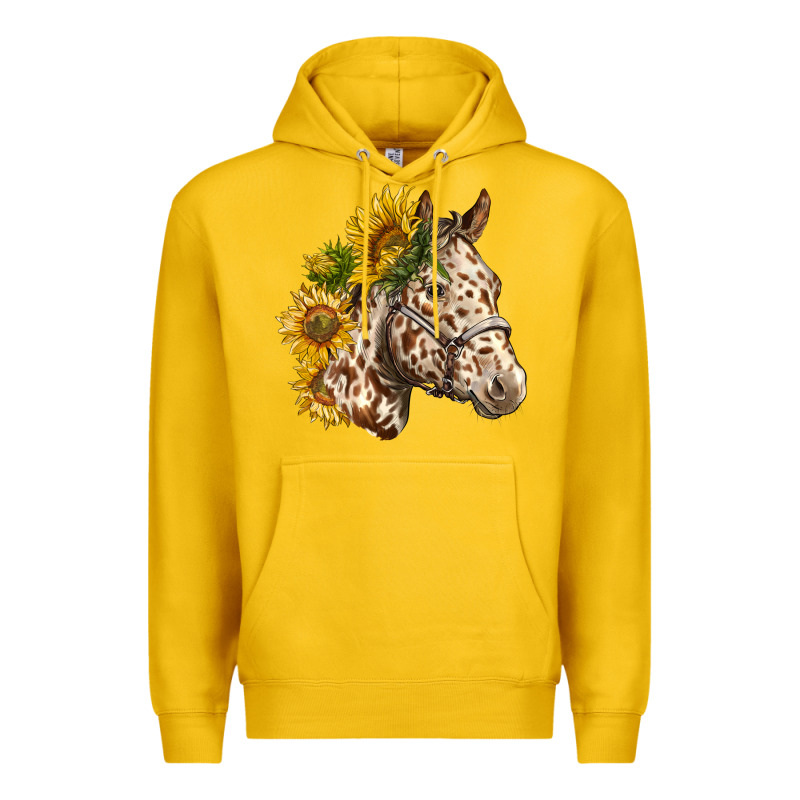 Appaloosa Horse With Sunflowers Premium Hoodie by LillyAllenDesigns | Teevron