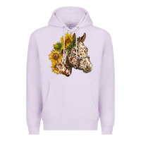 Lilac appaloosa horse with sunflowers Premium Hoodie - LillyAllenDesigns