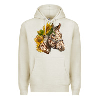 Oatmeal Heather appaloosa horse with sunflowers Premium Hoodie - LillyAllenDesigns