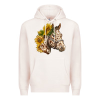 Pale Pink appaloosa horse with sunflowers Premium Hoodie - LillyAllenDesigns