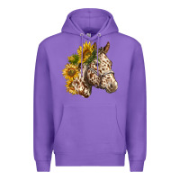 Purple appaloosa horse with sunflowers Premium Hoodie - LillyAllenDesigns