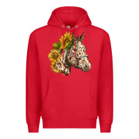 Red appaloosa horse with sunflowers Premium Hoodie - LillyAllenDesigns