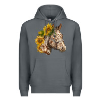 Rock appaloosa horse with sunflowers Premium Hoodie - LillyAllenDesigns