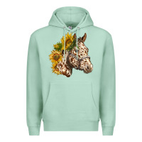Seafoam appaloosa horse with sunflowers Premium Hoodie - LillyAllenDesigns