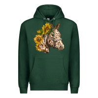 Sports Green appaloosa horse with sunflowers Premium Hoodie - LillyAllenDesigns