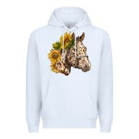 White appaloosa horse with sunflowers Premium Hoodie - LillyAllenDesigns