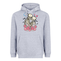 Heather Grey the lovers skeletons Heavyweight Hoodie - MaliasSmallBusiness