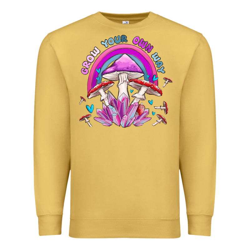 Grow Your Own Way Crystal And Mushroom Premium Sweatshirt by MaliasSmallBusiness | Teevron