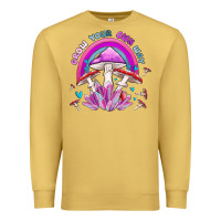 Antique Gold grow your own way crystal and mushroom Premium Sweatshirt - MaliasSmallBusiness