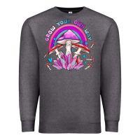 Charcoal Heather grow your own way crystal and mushroom Premium Sweatshirt - MaliasSmallBusiness