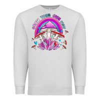Dove Grey grow your own way crystal and mushroom Premium Sweatshirt - MaliasSmallBusiness