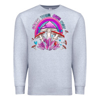 Heather Grey grow your own way crystal and mushroom Premium Sweatshirt - MaliasSmallBusiness