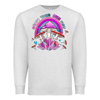 Oatmeal Heather grow your own way crystal and mushroom Premium Sweatshirt - MaliasSmallBusiness