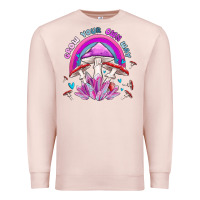 Pale Pink grow your own way crystal and mushroom Premium Sweatshirt - MaliasSmallBusiness