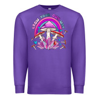 Purple grow your own way crystal and mushroom Premium Sweatshirt - MaliasSmallBusiness
