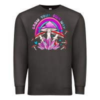 Smoke grow your own way crystal and mushroom Premium Sweatshirt - MaliasSmallBusiness