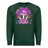 Sports Green grow your own way crystal and mushroom Premium Sweatshirt - MaliasSmallBusiness