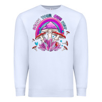 White grow your own way crystal and mushroom Premium Sweatshirt - MaliasSmallBusiness