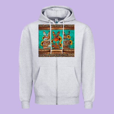 Western Easter Bunnies Zipper Hoodie Designed By Jasminsmagicworld
