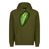 Army Green Dumb Cane Leaf Premium Hoodie - LillyAllenDesigns