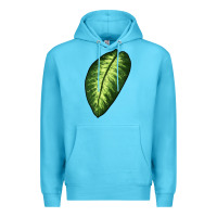 Ocean Blue Dumb Cane Leaf Premium Hoodie - LillyAllenDesigns