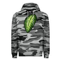 Slate Camo Dumb Cane Leaf Premium Hoodie - LillyAllenDesigns