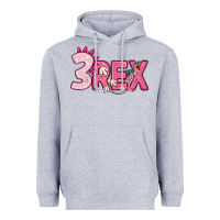 Heather Grey pink three rex Heavyweight Hoodie - MaliasSmallBusiness
