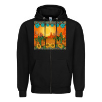 Black western sunset cactus sunflowers gemstones leopards Zipper Hoodie - BarkalooDesign