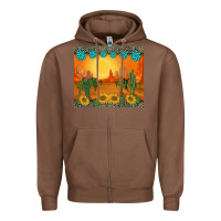 Chestnut western sunset cactus sunflowers gemstones leopards Zipper Hoodie - BarkalooDesign