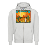 Dove Grey western sunset cactus sunflowers gemstones leopards Zipper Hoodie - BarkalooDesign