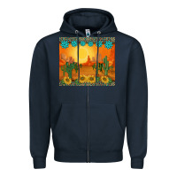 Navy western sunset cactus sunflowers gemstones leopards Zipper Hoodie - BarkalooDesign