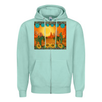 Seafoam western sunset cactus sunflowers gemstones leopards Zipper Hoodie - BarkalooDesign