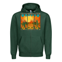 Sports Green western sunset cactus sunflowers gemstones leopards Zipper Hoodie - BarkalooDesign