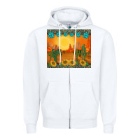 White western sunset cactus sunflowers gemstones leopards Zipper Hoodie - BarkalooDesign