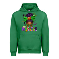 Emerald Halloween Afro Messy Bun Momster Urban Hoodie - texasbilliewilder