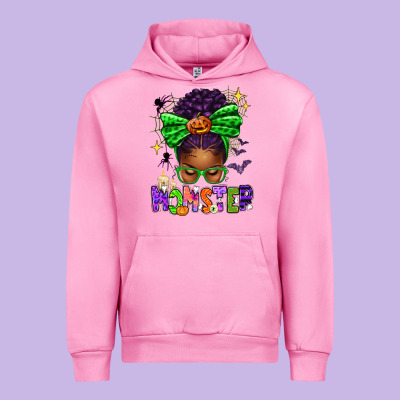 Halloween Afro Messy Bun Momster Urban Hoodie Designed By Texasbilliewilder