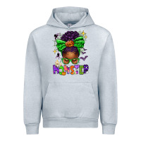 Heather Grey Halloween Afro Messy Bun Momster Urban Hoodie - texasbilliewilder