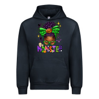 Navy Halloween Afro Messy Bun Momster Urban Hoodie - texasbilliewilder