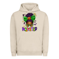 Pigment French Oak Halloween Afro Messy Bun Momster Urban Hoodie - texasbilliewilder
