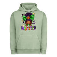 Pigment Oil Green Halloween Afro Messy Bun Momster Urban Hoodie - texasbilliewilder